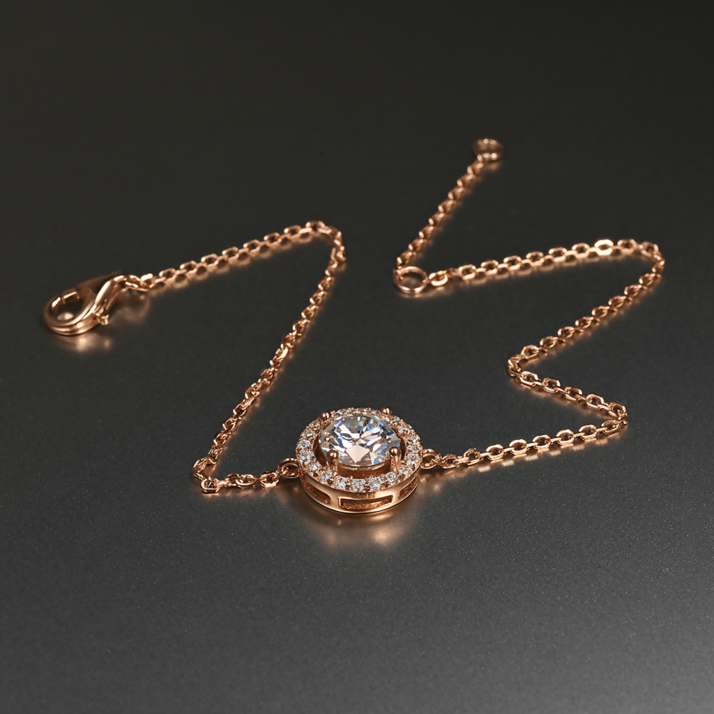 Ti&Dia Floating Halo Custom Chain Bracelet in Rose Gold Plated Silver