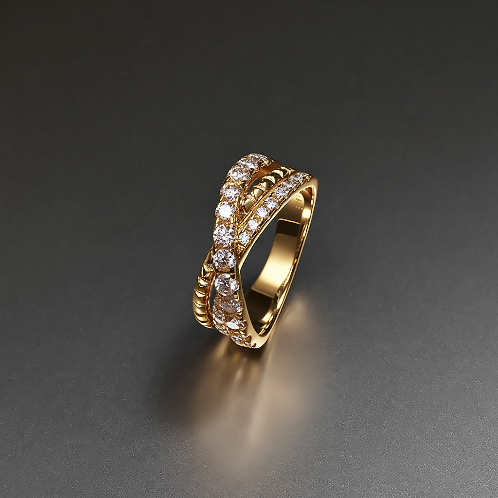 Ti&Dia Galaxy Cross Custom Eternity Ring in Yellow Gold Plated Silver