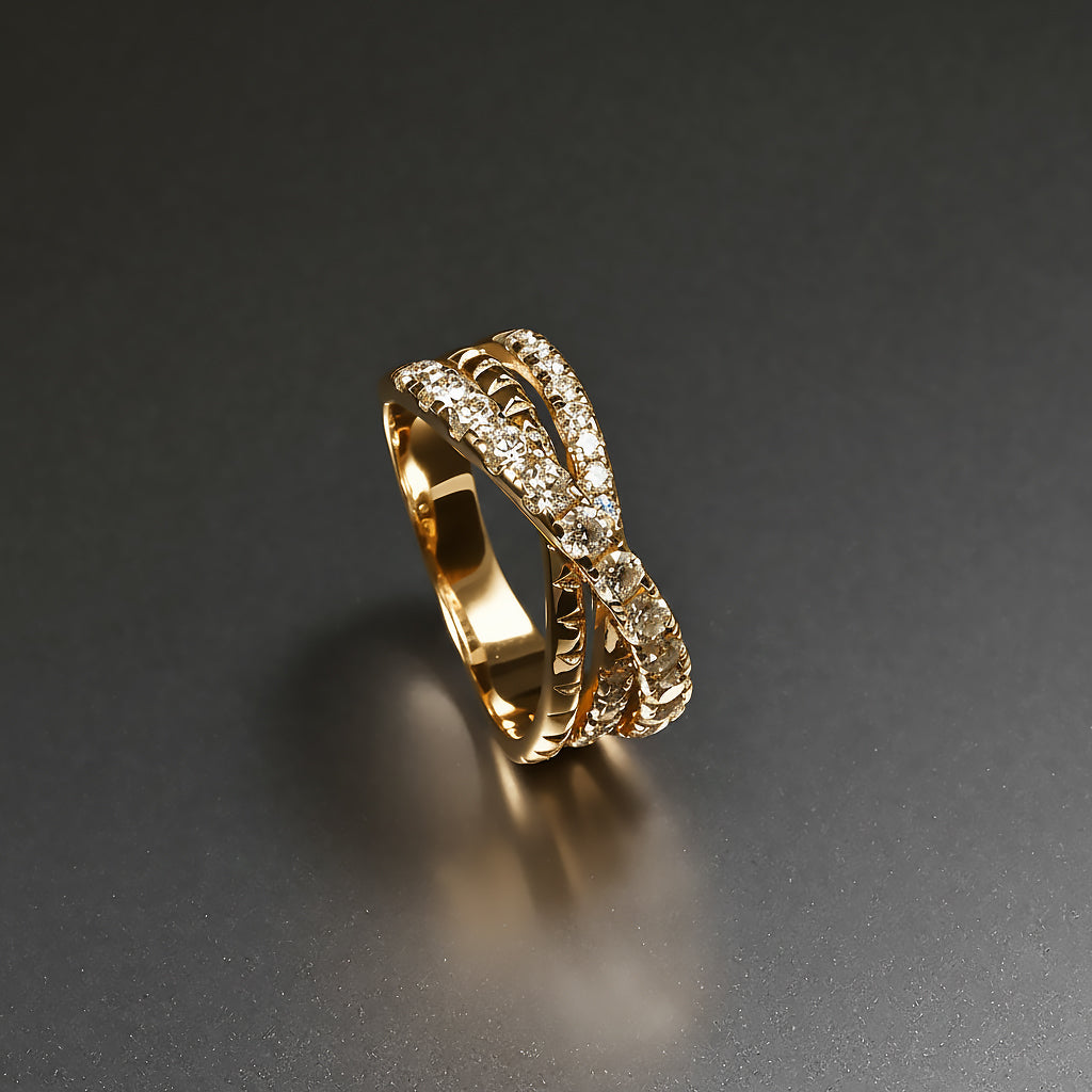 Ti&Dia Galaxy Cross Custom Eternity Ring in Yellow Gold Plated Silver