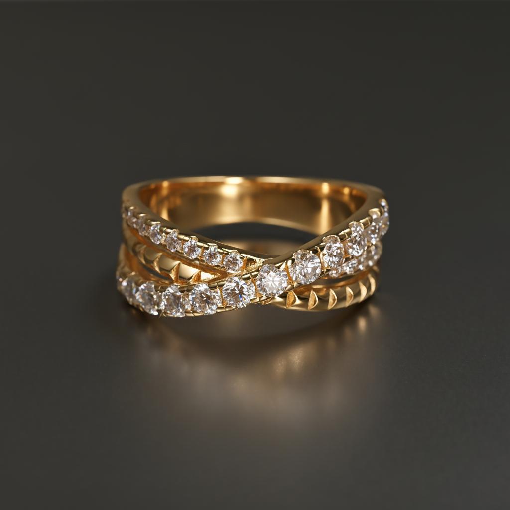 Ti&Dia Galaxy Cross Custom Eternity Ring in Yellow Gold Plated Silver