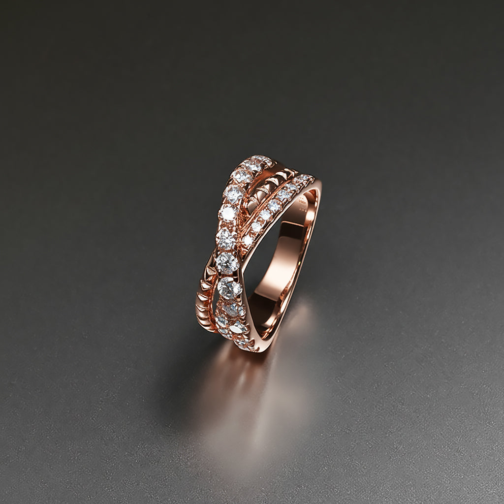 Ti&Dia Galaxy Cross Custom Eternity Ring in Rose Gold Plated Silver