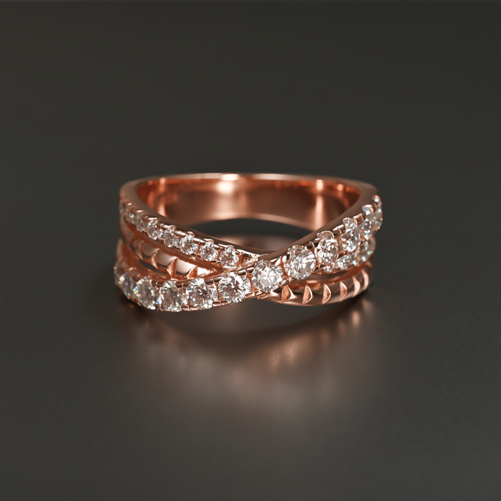 Ti&Dia Galaxy Cross Custom Eternity Ring in Rose Gold Plated Silver