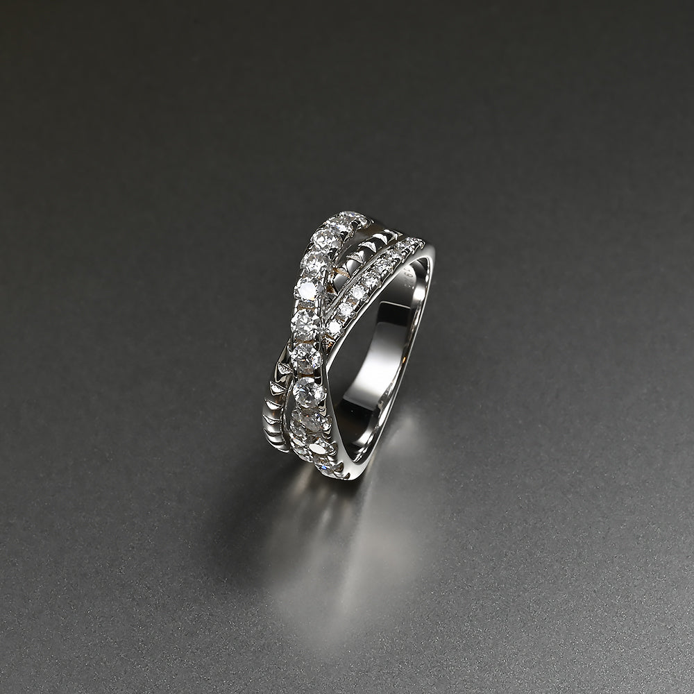 Ti&Dia Galaxy Cross Custom Eternity Ring in White Gold Plated Silver