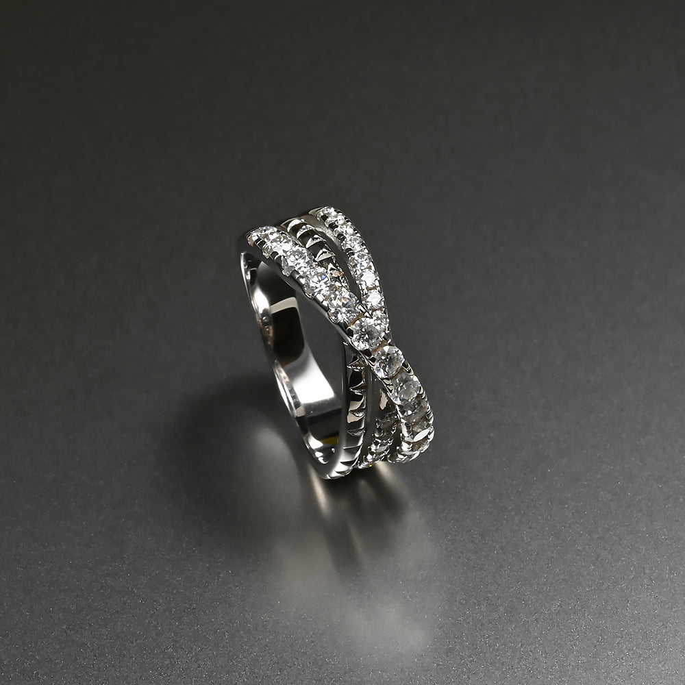 Ti&Dia Galaxy Cross Custom Eternity Ring in White Gold Plated Silver