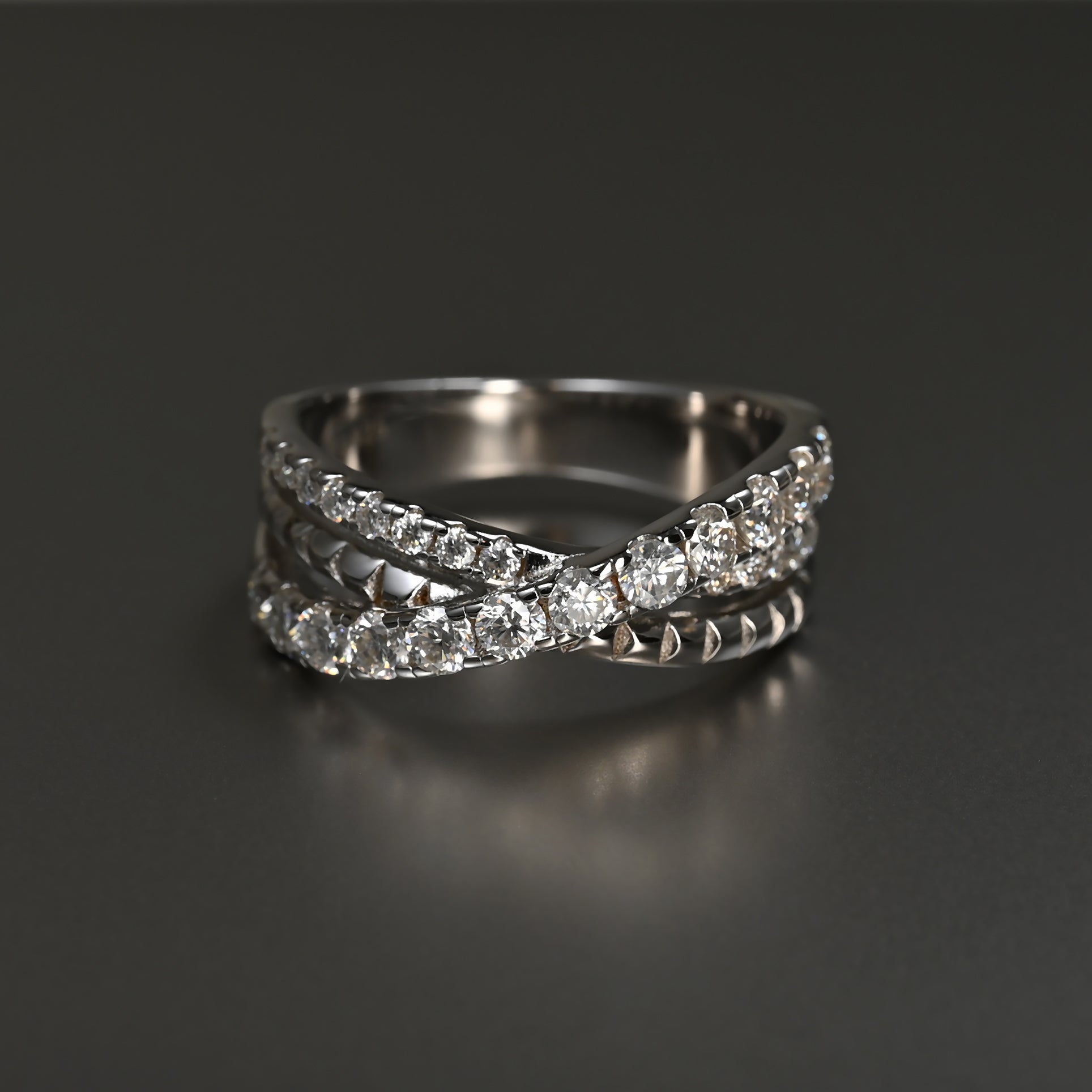 Ti&Dia Galaxy Cross Custom Eternity Ring in White Gold Plated Silver
