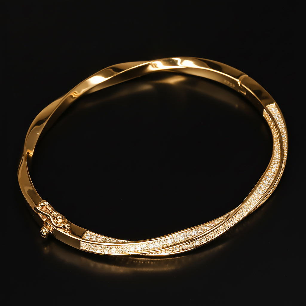 Ti&Dia Mobius Custom Eternity Bangle in Yellow Gold Plated Silver