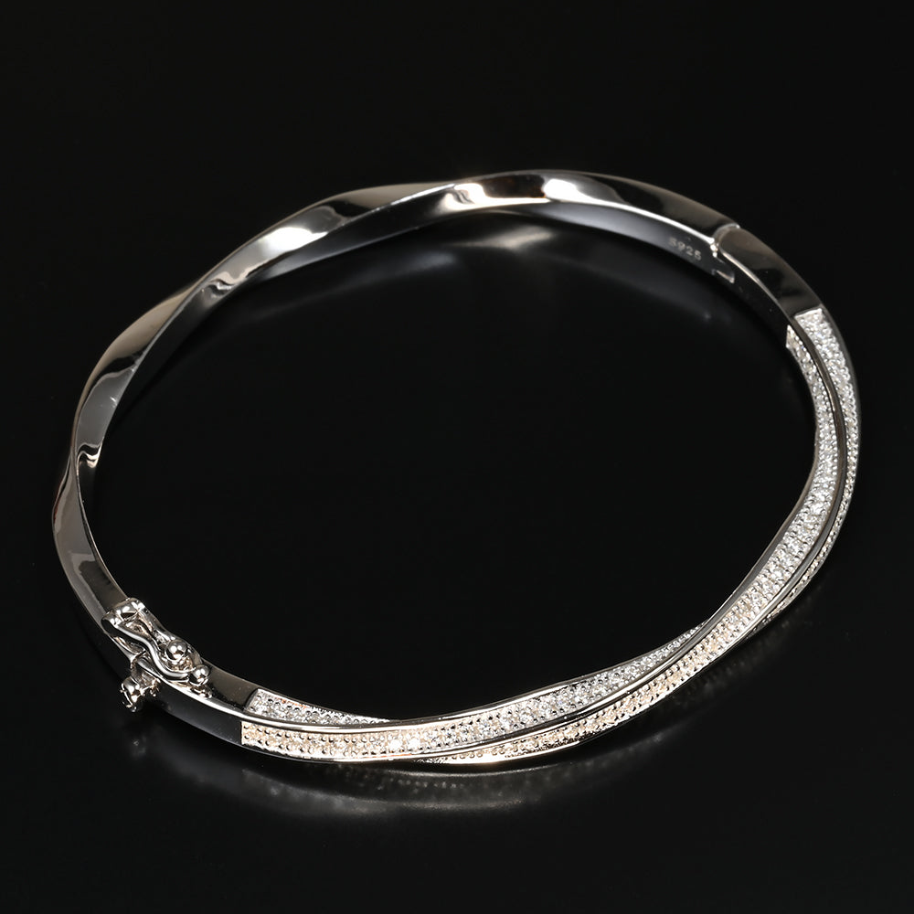 Ti&Dia Mobius Custom Eternity Bangle in White Gold Plated Silver
