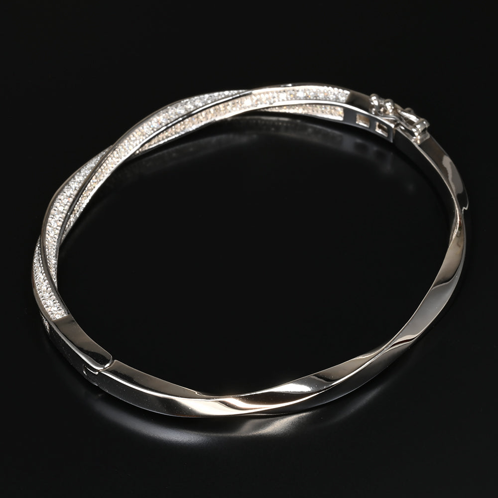 Ti&Dia Mobius Custom Eternity Bangle in White Gold Plated Silver