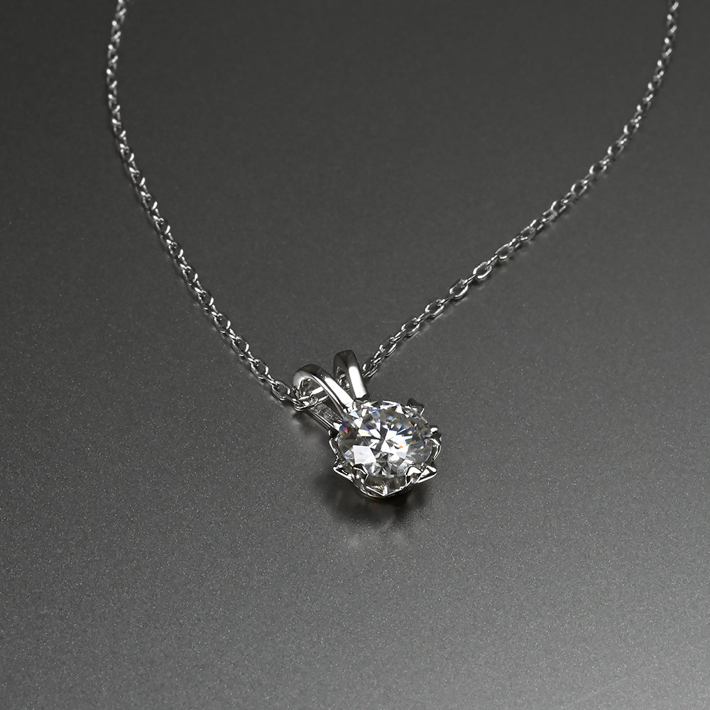 Ti&Dia Snowflake 6 Prong Custom Solitaire Pendant in White Gold Plated Silver