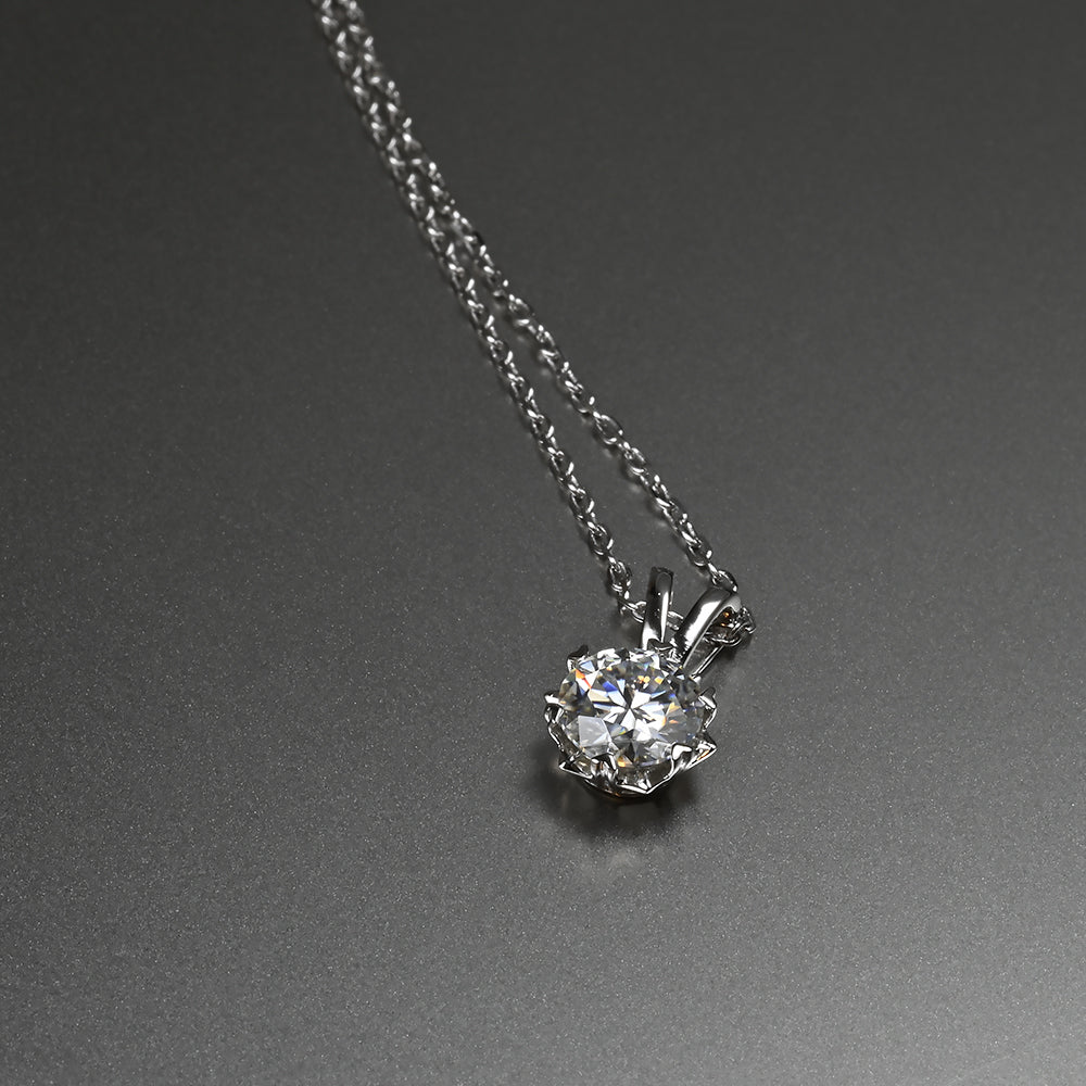 Ti&Dia Snowflake 6 Prong Custom Solitaire Pendant in White Gold Plated Silver