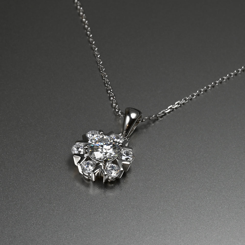 Ti&Dia Floral Halo Custom Cluster Pendant in White Gold Plated Silver