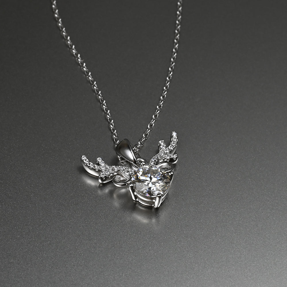 Ti&Dia Reindeer Whisper Custom Pendant in White Gold Plated Silver