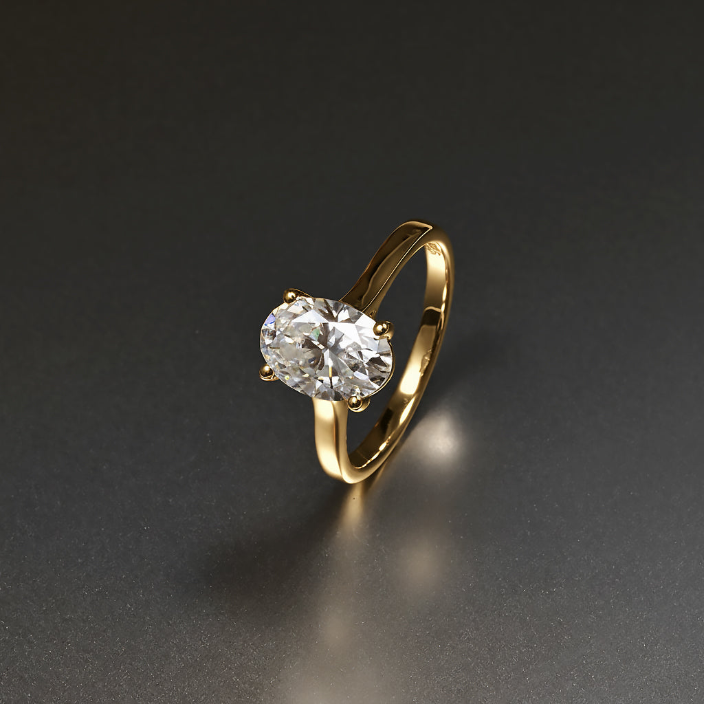 Ti&Dia Horizon Oval Solitaire Custom Engagement Ring in Yellow Gold Plated Silver