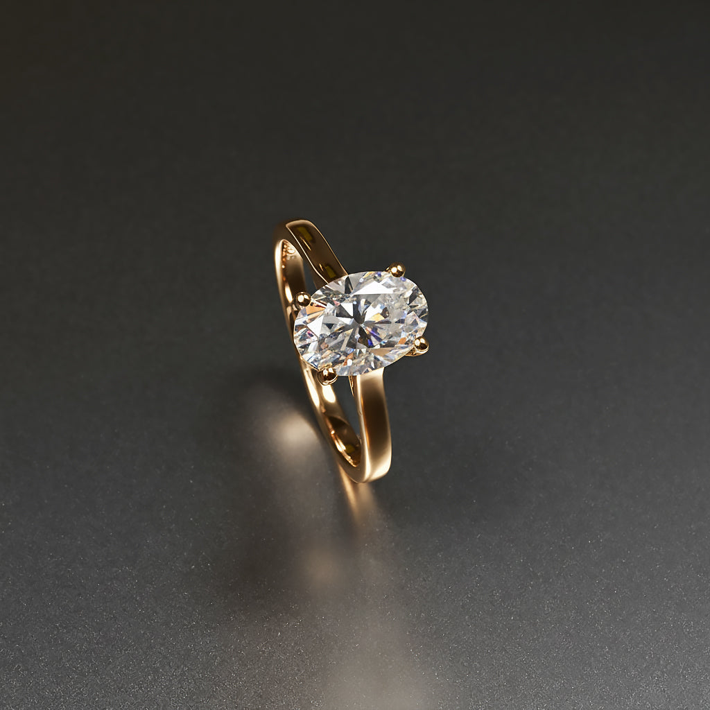 Ti&Dia Horizon Oval Solitaire Custom Engagement Ring in Yellow Gold Plated Silver