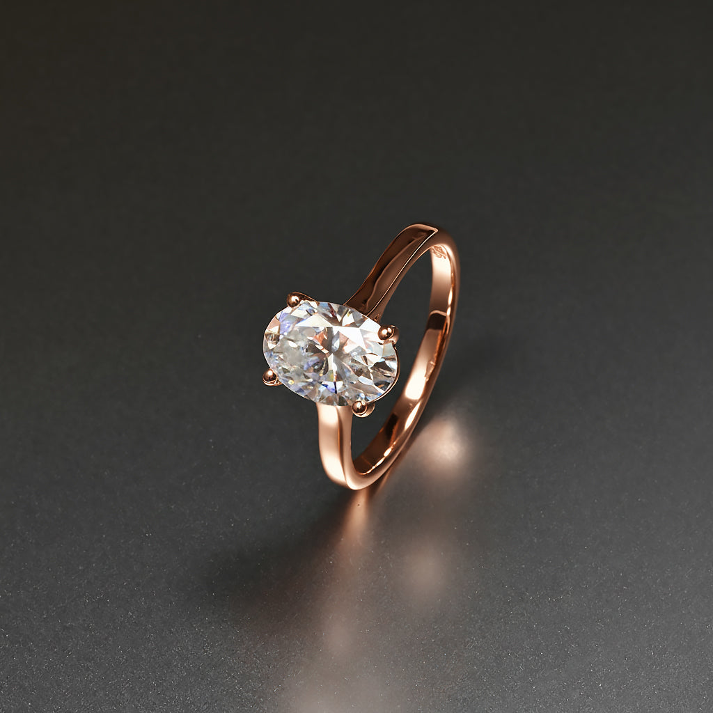 Ti&Dia Horizon Oval Solitaire Custom Engagement Ring in Rose Gold Plated Silver