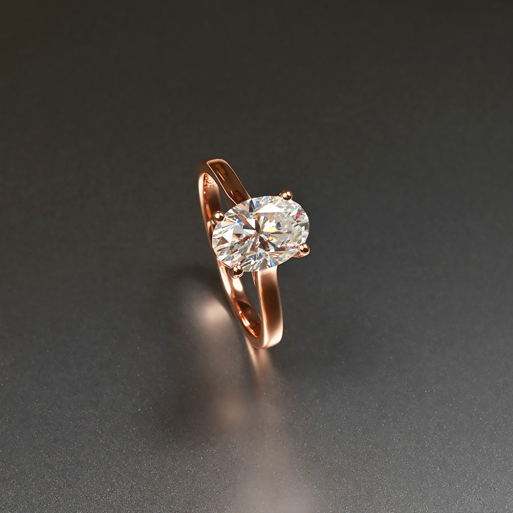 Ti&Dia Horizon Oval Solitaire Custom Engagement Ring in Rose Gold Plated Silver