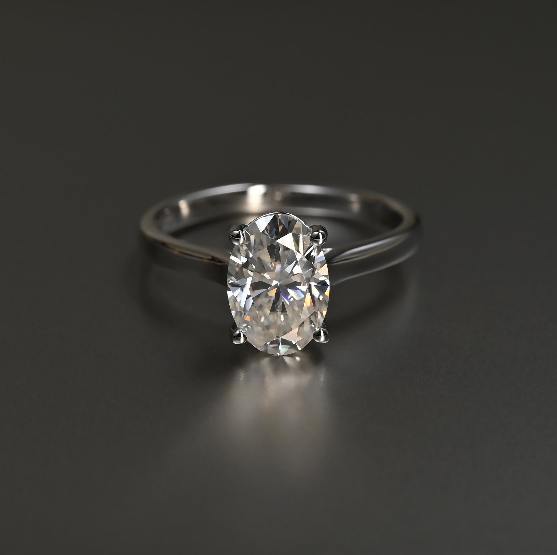 Ti&Dia Horizon Oval Solitaire Custom Engagement Ring in White Gold Plated Silver