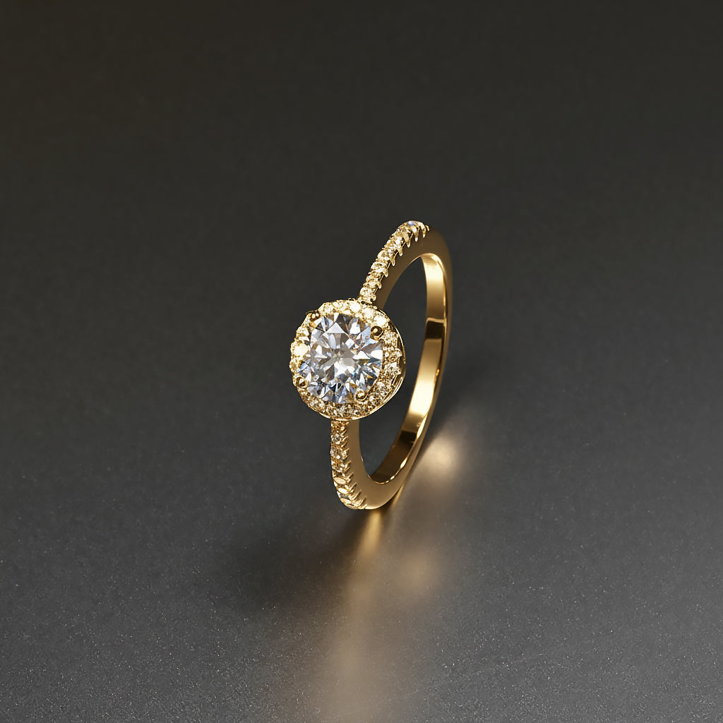 Ti&Dia Whisper Halo Custom Engagement Ring in Yellow Gold Plated Silver