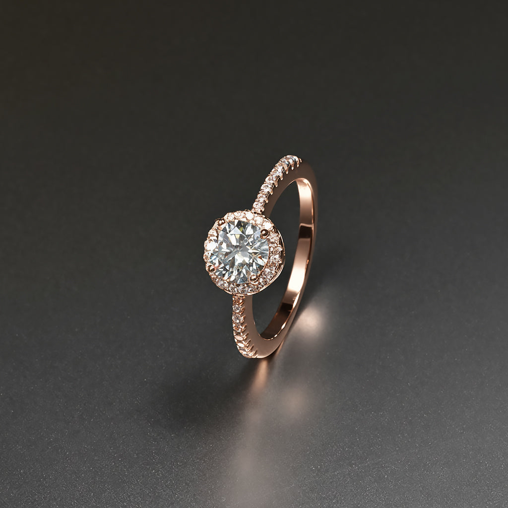 Ti&Dia Whisper Halo Custom Engagement Ring in Rose Gold Plated Silver