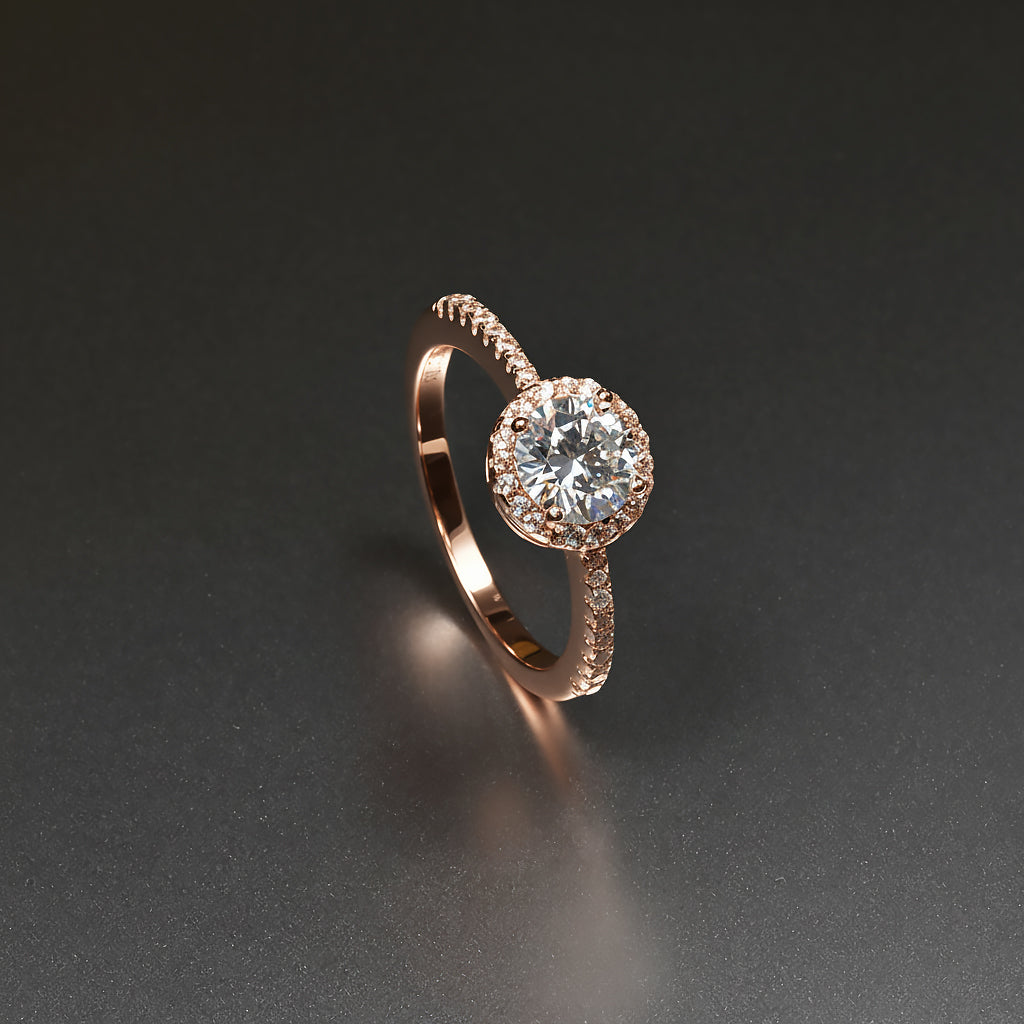 Ti&Dia Whisper Halo Custom Engagement Ring in Rose Gold Plated Silver