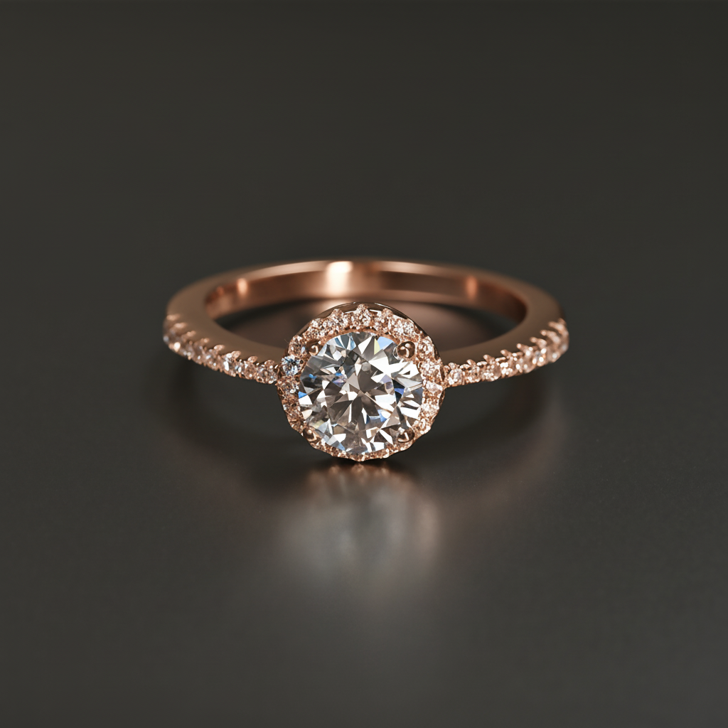 Ti&Dia Whisper Halo Custom Engagement Ring in Rose Gold Plated Silver