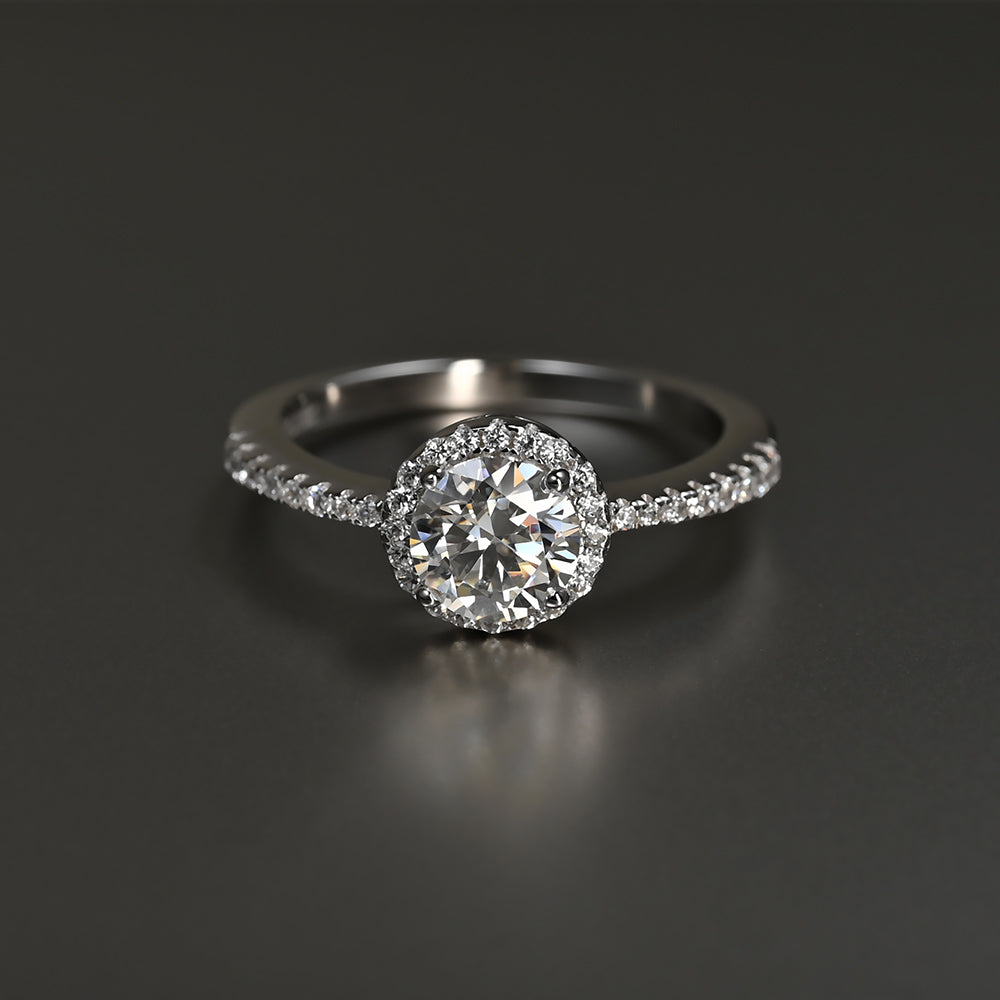 Ti&Dia Whisper Halo Custom Engagement Ring in White Gold Plated Silver