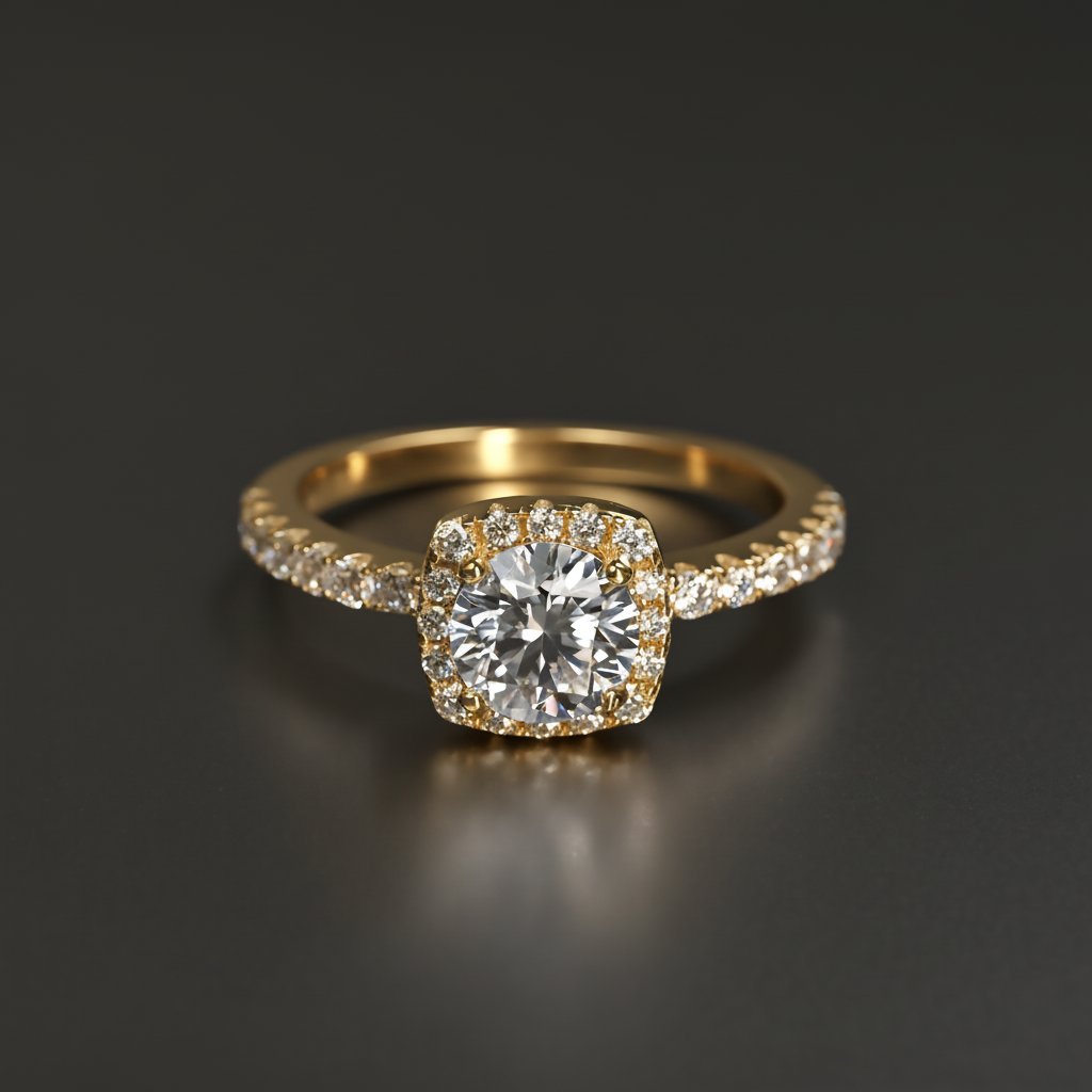 Ti&Dia Eternal Halo Custom Engagement Ring in Yellow Gold Plated Silver