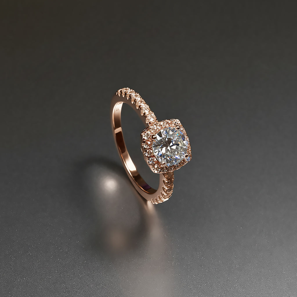 Ti&Dia Eternal Halo Custom Engagement Ring in Rose Gold Plated Silver