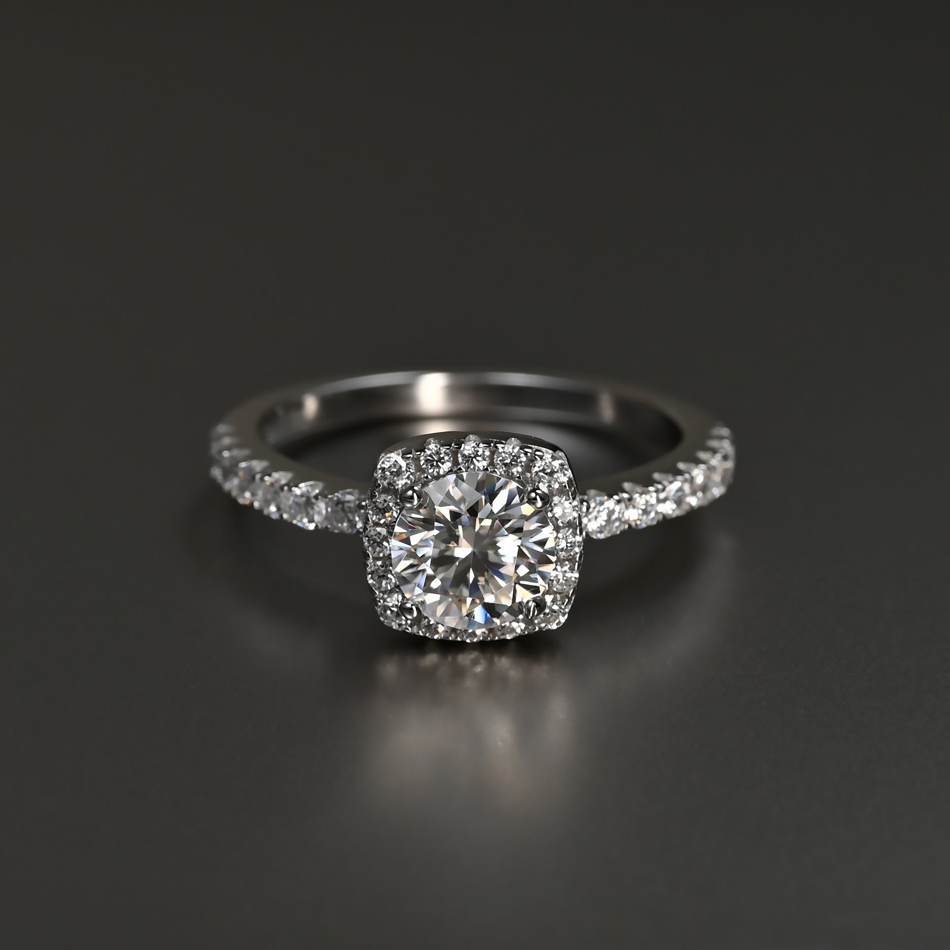 Ti&Dia Eternal Halo Custom Engagement Ring in White Gold Plated Silver