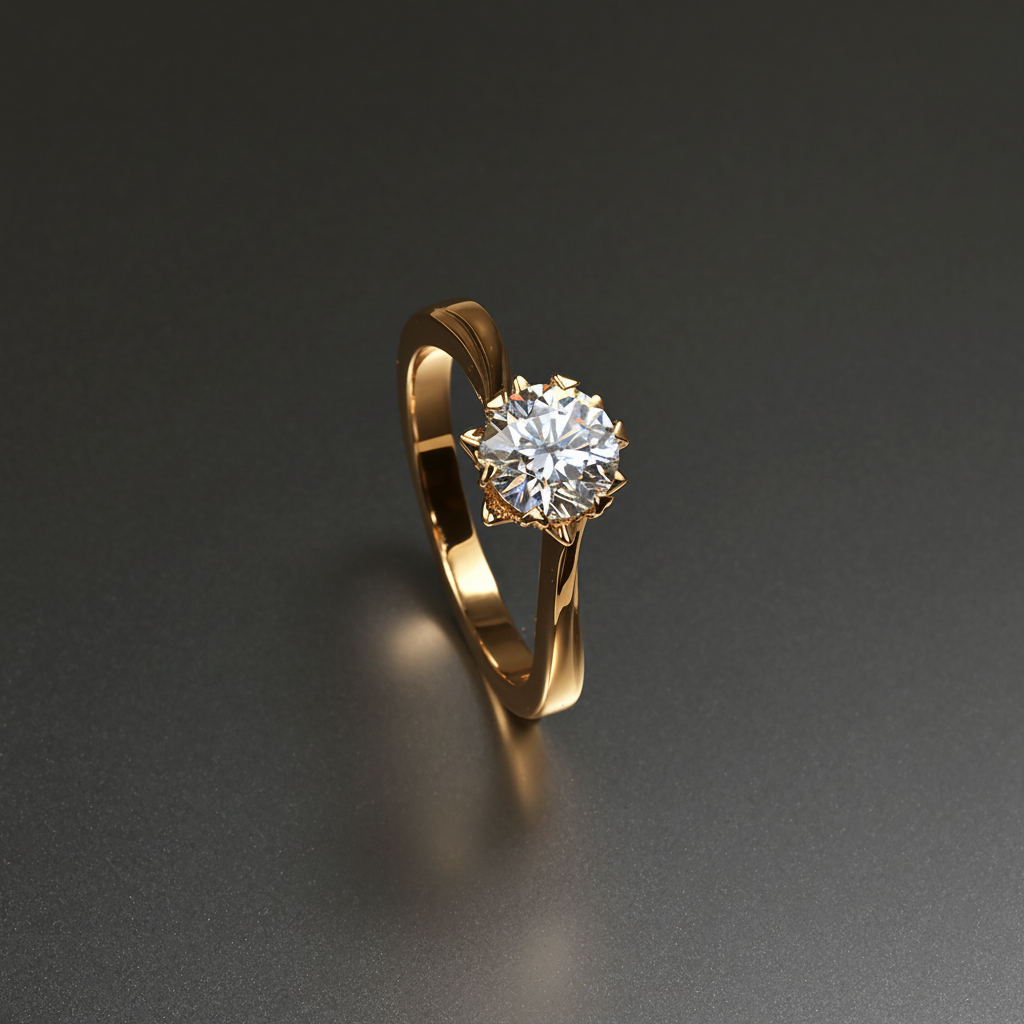 Ti&Dia Snowflake 6 Prong Custom Solitaire Ring in Yellow Gold Plated Silver