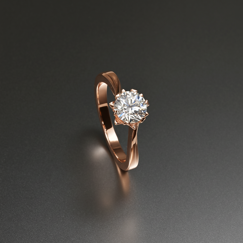 Ti&Dia Snowflake 6 Prong Custom Solitaire Ring in Rose Gold Plated Silver