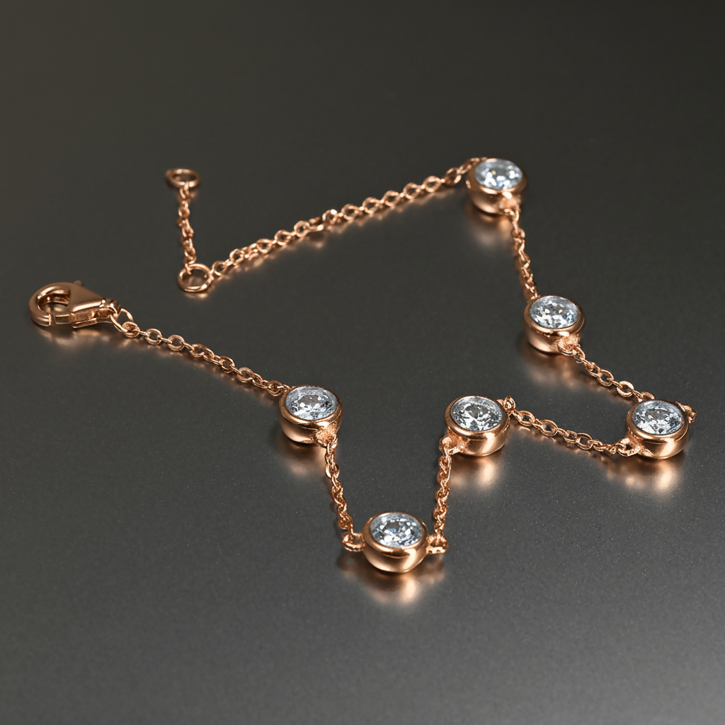 Ti&Dia Six Star Bezel Custom Chain Bracelet in Rose Gold Plated Silver
