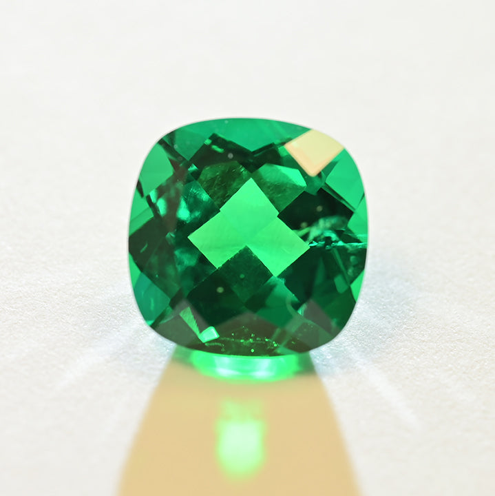 Lab Grown Colombian Color Emerald Cushion Cut