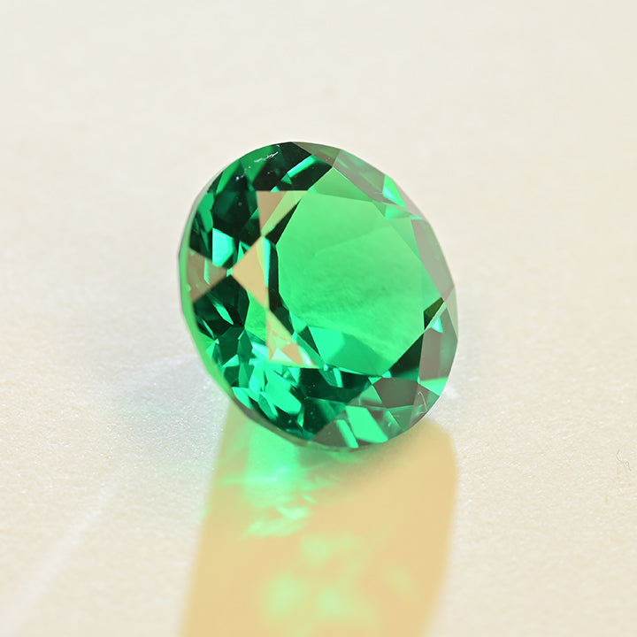 Lab Grown Colombian Color Emerald Round Brilliant