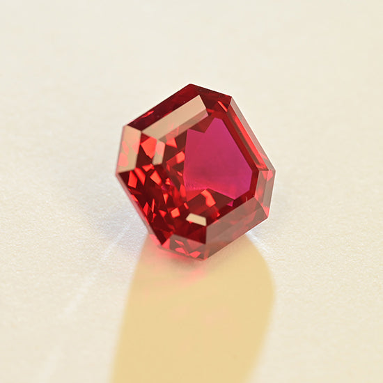 Lab Grown Pigeon's Blood Ruby Asscher Cut