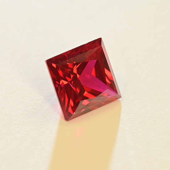 Lab Grown Pigeon's Blood Ruby Princess Cut