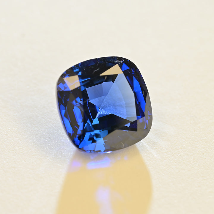 Lab Grown Royal Blue Sapphire Cushion Cut